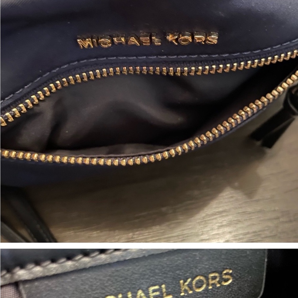 Michael Kors Blue Messenger Bag with Gold Accents - Picture 4 of 5